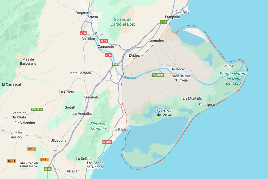 Mapa del Delta del Ebro, Tarragona