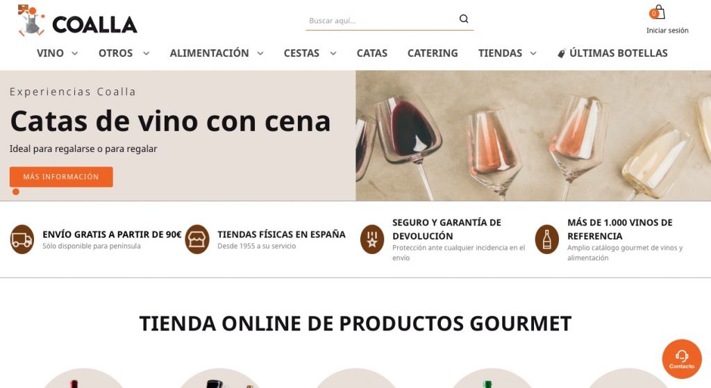 Web de compra de vinos Coalla gourmet