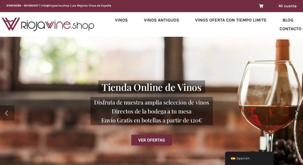 Web de compra de vinos Rioja Wine Shop
