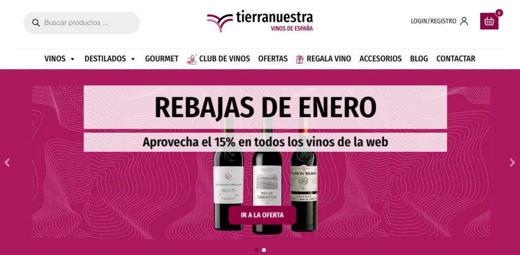 Web de compra de vinos Tierra Nuestra