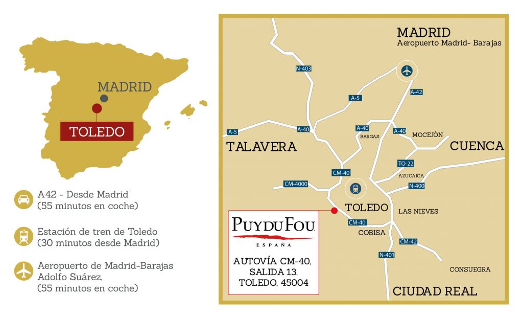 Plano de cómo llegar a Puy du Fou Toledo