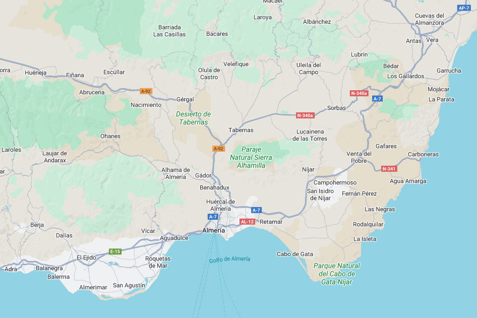 Mapa de la Costa de Almería