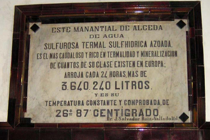 Placa de aguas del Balneario de Alceda, Cantabria